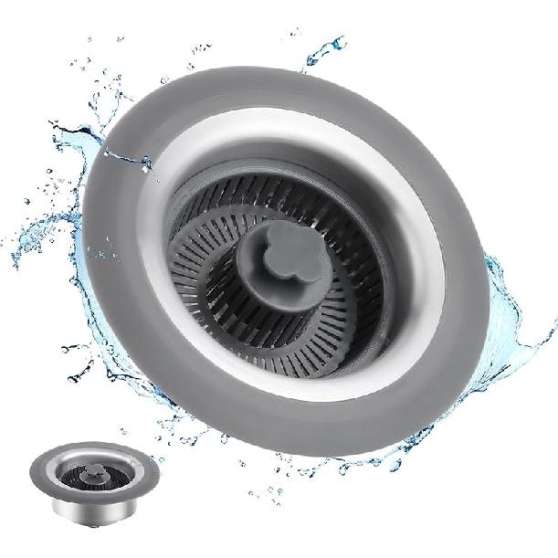 3 in 1 Kitchen Sink Drain Strainer and Stopper,Upgraded Kitchen Sink Stopper Stainless Steel Pop-up Strainer Basket,for US Standard 3-1/2 Inch Drain 1PC