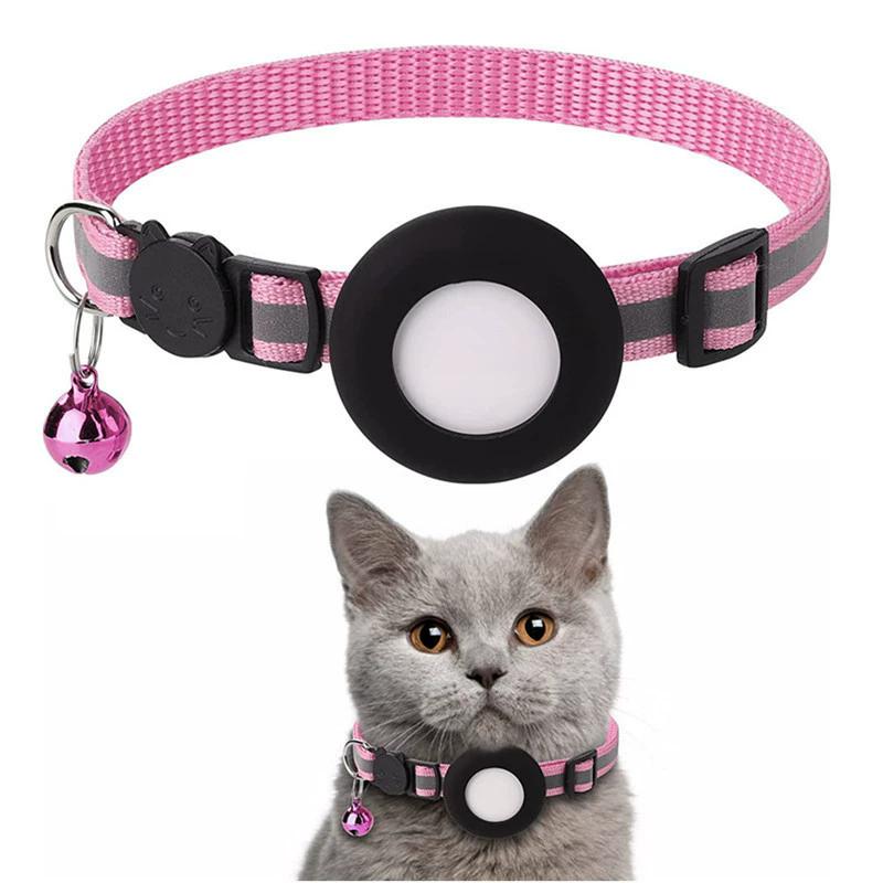 2Pcs Cat Collar with Protective Case, Reflective Nylon Pet Collar with Safety Buckle & Bell, Anti-Lost Adjustable Collar