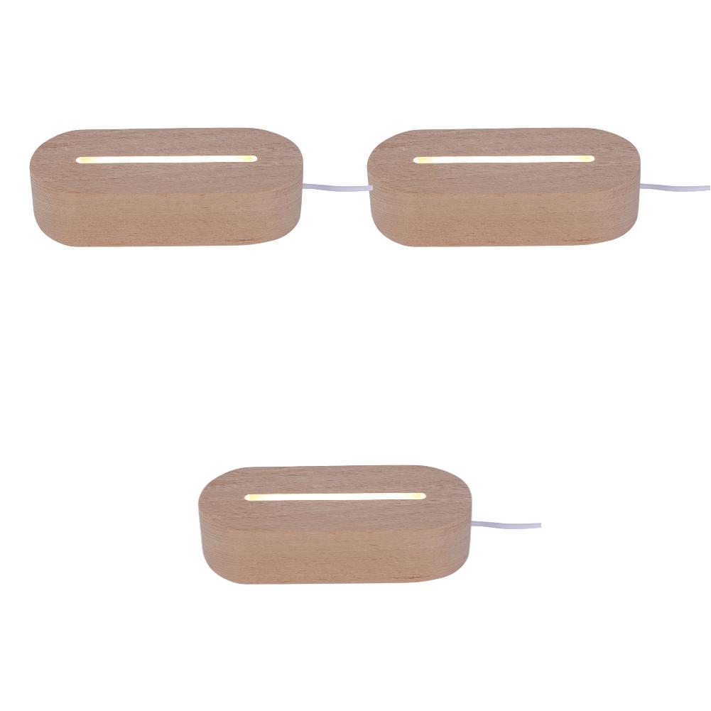 5 Stück Rechteckige Solide Holz-LED-Basisleiste Leuchtende Basis USB-beleuchteter Displayständer für Harzbuchstabenlampe Glas Harz Kunstlichter