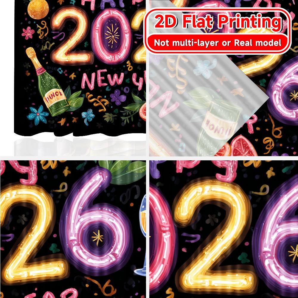 Set Of 2 Flat Printing Newyearbliss Curtain Yarn Curtains Room Decor Perfect Bedroom Living Modern Made Polyester Sitting Window Treatment