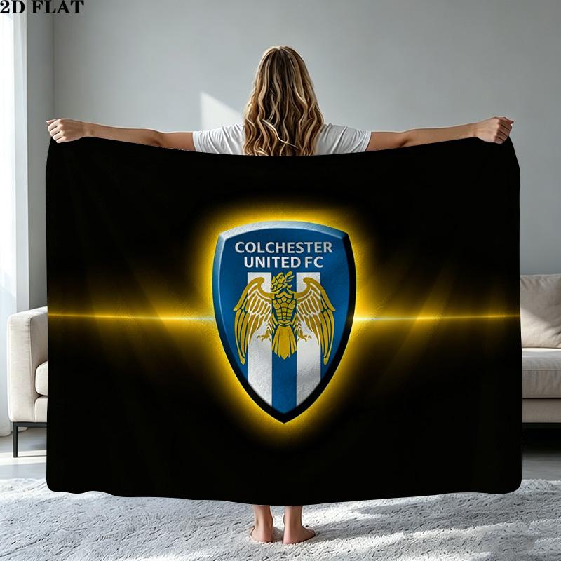 Colchester Utd FC Print Flannel Blanket High Quality Warm Comfortable Cover for All Seasons Perfect for Gifts Home Decor