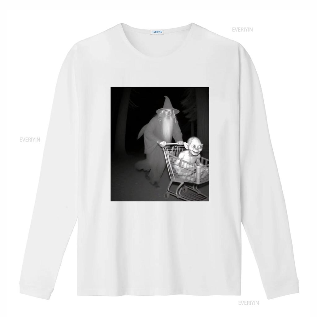 Funny L O T R Gan Dolf Wizard Shopping Cart Smeag Cool Black Cotton Shirt vintage Washed Versatile Casual streetwear graphic