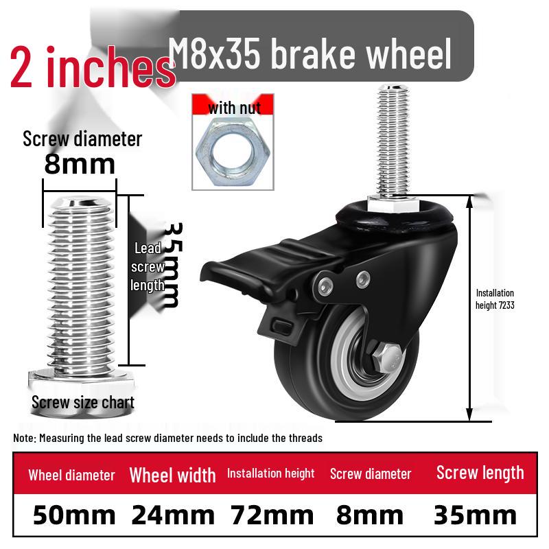 Silent Swivel Casters with Inch Threaded Rod & Double Bearings
