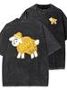 Sheep Graphic Washed T Shirt Women Funny Animal Print Oversized Tee Vintage Harajuku Streetwear Casual Short Sleeve Unisex Tops