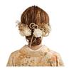 Bria Preserved Flower Hair Accessory with Gold Leaf and Kumihimo for Coming-of-Age Ceremonies, Graduations, Weddings, and Shichi-Go-San (White)