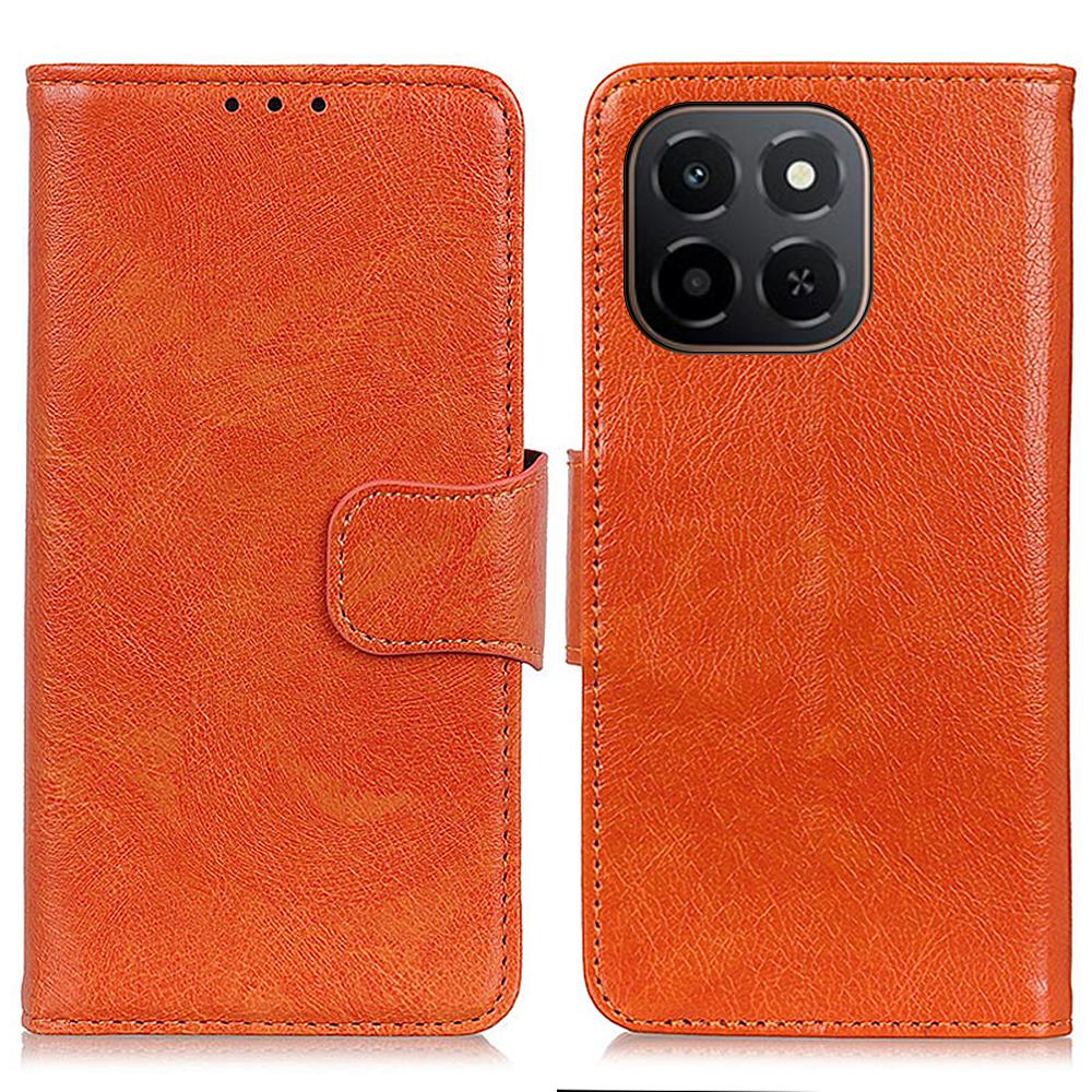 

For Honor X6c 4G Case Anti Scratch Nappa Texture Split Leather Wallet Phone Cover Orange