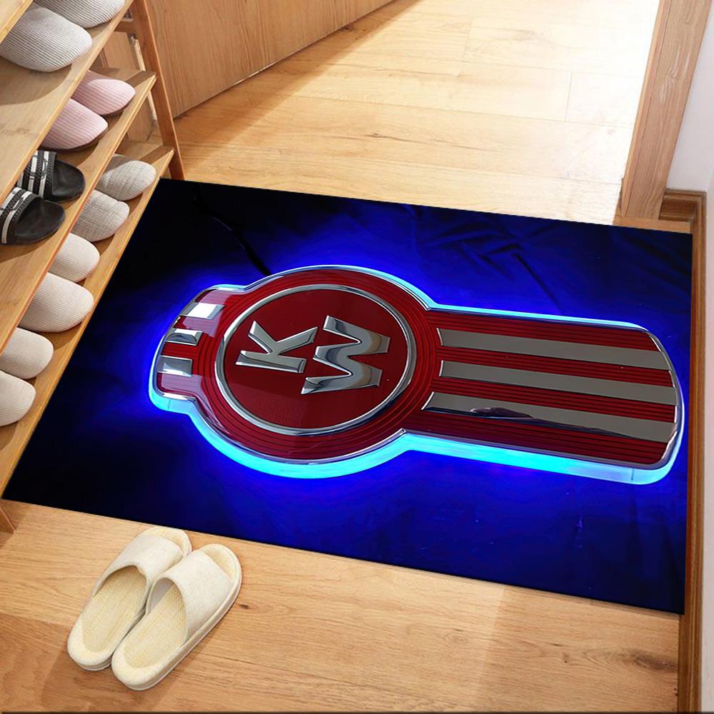 Kenworth Illuminated Logo Sign Square rugs are a great choice for living rooms, bedrooms, home décor, and as gifts.