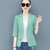 Summer Women Thin Blazer Jacket  New Korean Single Button 3/4 Sleeve Short Jacket Coat Lady Office Blazers Outerwear 3XL