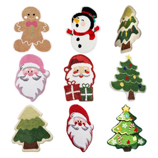 Christmas Floor Mat Xmas Tree Snowman Non-Slip Bathroom Rug Absorbent Washable