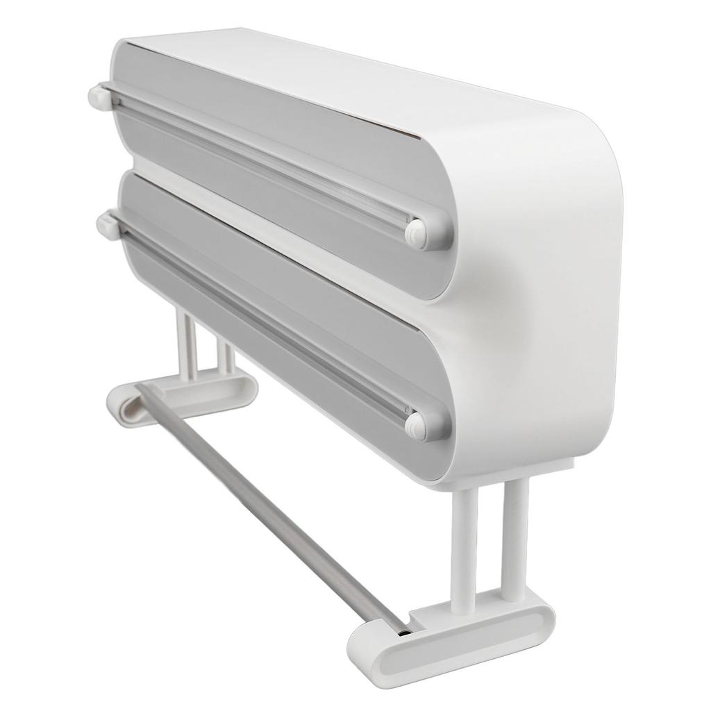 3 In 1 Wrap Cutter Organizer with Paper Towel Holder Magnetic Plastic Aluminum Alloy Space Saving Bi