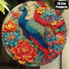 Vintage Metal Wall Art Peacock Flower 8x8 Inch Retro Home Decor Sign Aluminum Kitchen Cafe Living Room