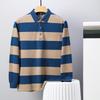 Herren Polohemd Revers Langarm T-Shirt Herbst Kontrastfarbe Gestreift Tasche Mode Business Herrenbekleidung