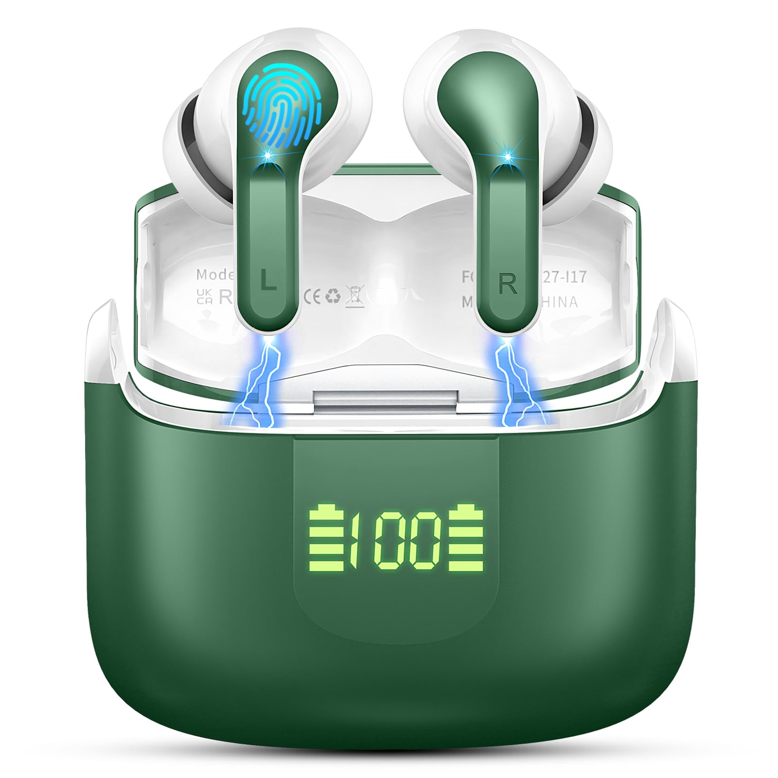 

2024 Latest Bluetooth Wireless ENC Noise Dual Bluetooth IPX7 Touch Compatible with Japanese Instruction Manual Included Earbuds, Cancelling, зелёный