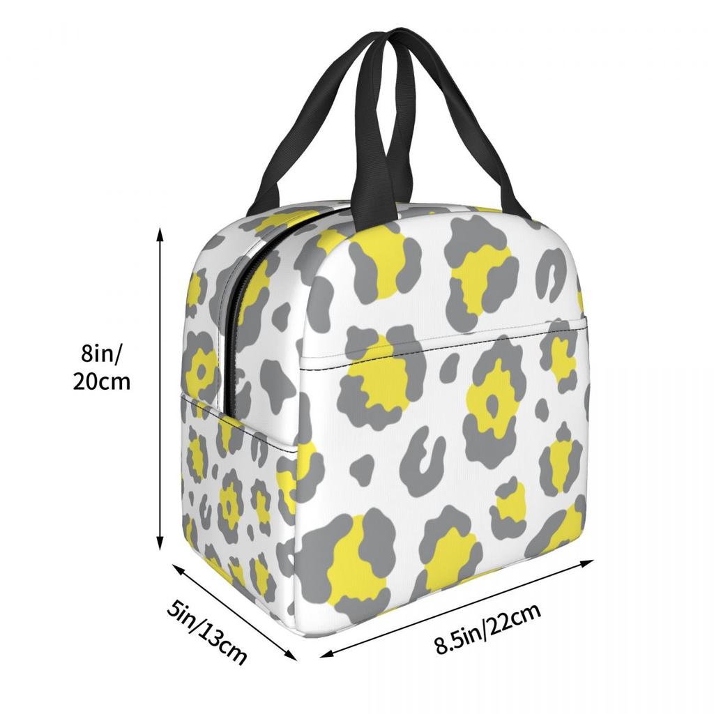 Leopard Animal Fur Printing Insulated Lunch Bags Portable Lunch Container Thermal Bag Tote Lunch Box School Food Storage Bags