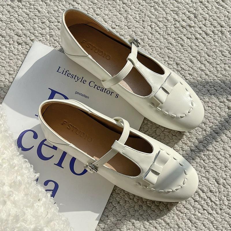 

2025 autumn~ braided Mary Jane sheepskin shoes beige summer women s shoes breathable versatile bow flats 35