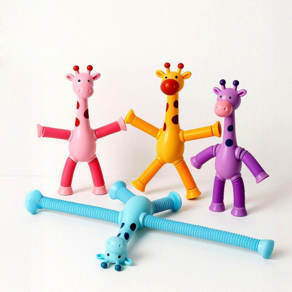 Suction Cup Light-Up Giraffe Toy Telescopic Educational Deformation Animal Educational Play