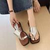 Internet Celebrity High Sense Slope Heel Thick Bottom Flip-flops Women Summer Wear 2025 New French Beautiful Set of Cool Toe Slippers