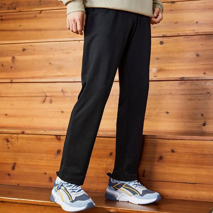 Li Ning Wade Series Straight Leg Casual Long Knit Sports Pants Men pants Black AKLR439-1