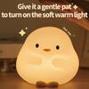 Cute Duck Cartoon Animal LED Night Light - Silicone Touch Sensor Timing USB Rechargeable Lamp for Children Birthday Presents