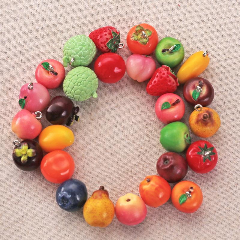 3D Simulated Fruit Resin Pendants 5Pcs Fun Fruit Charms for DIY Party Favors Earring Bracelet Jewelry Making Crafts