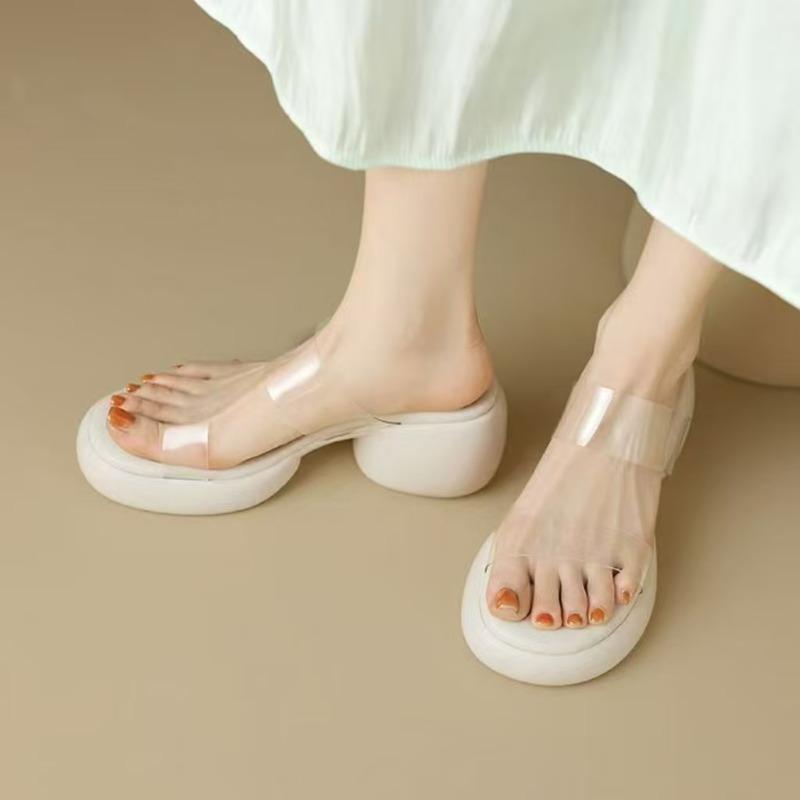 

мода Женские туфли на танкетке с толстой подошвой и высоким каблуком 2024 лето Новый стиль Модные и удобные женские туфли Пляжные дизайнерские шлепанцы 40 покинуть белый