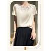 Summer new floral mesh short-sleeve casual T-shirt for women, fashionable top