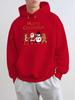 New men's streetwear-style hooded sweatshirt featuring a Christmas-themed reindeer and Santa Claus print—suitable for autumn and winter wear.