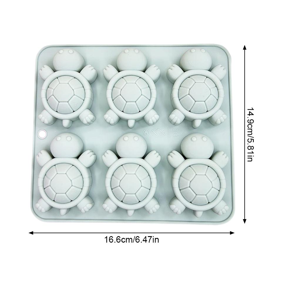 6-piece Turtle Shape Food Grade Silicone Mold Unique Cake Pudding Baking Fun Mould Iced Beverage Making Tools
