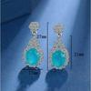 925 Sterling Silver Fashion Blue Zircon Full Diamond Necklace Earrings Set Birthday Anniversary Party Set Gift