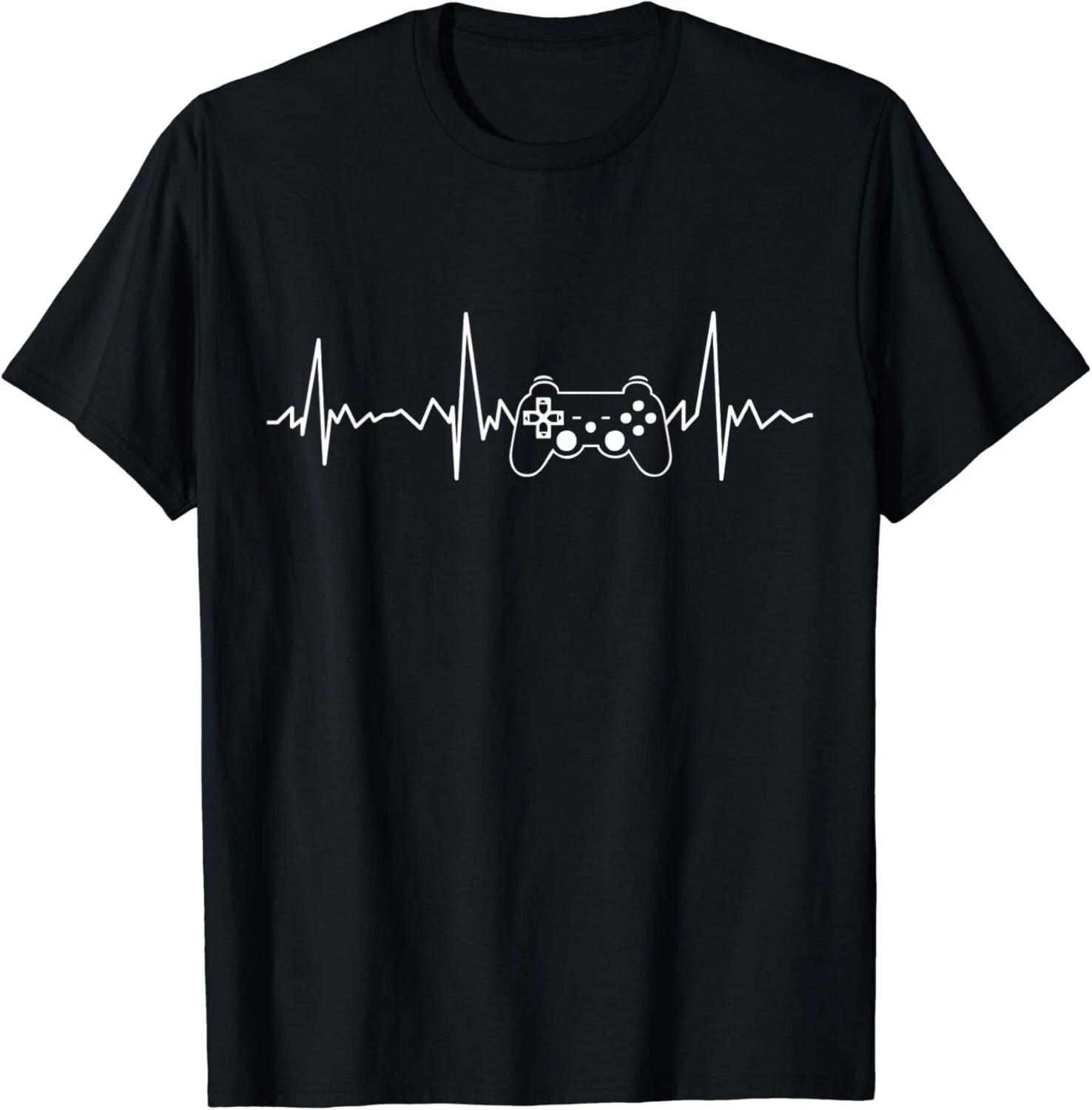 Gamer Heartbeat T-Shirt Funny Video Game Gift Boys Men Gamer Gift Unisex T-Shirt L