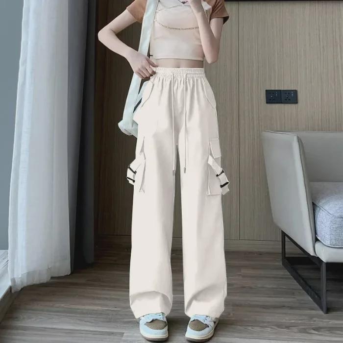 Damen Rosa High-Waist Slim Weitbein Lässige Sommer Latzhose - Trendiger Amerikanischer Sportstil