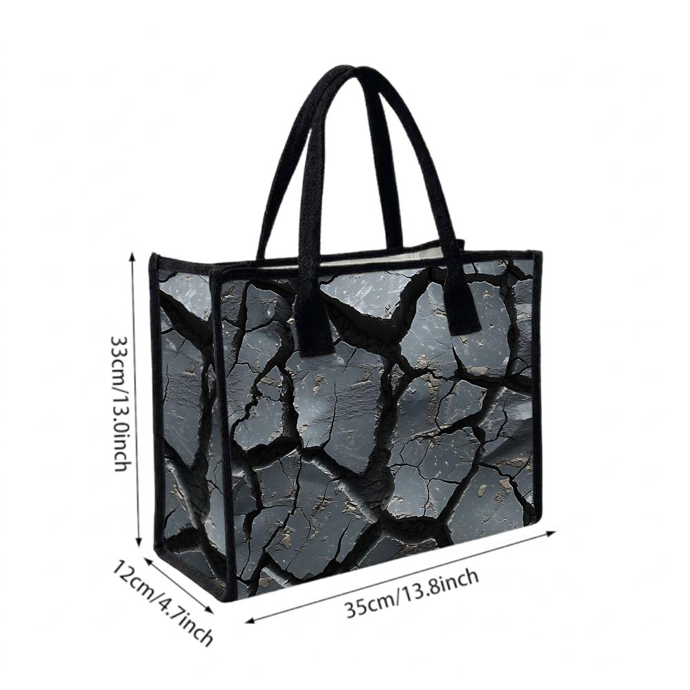 Cracked Pattern Tote Bag for Daily Shopping Casual Portable Large Capacity Fashion Handbag