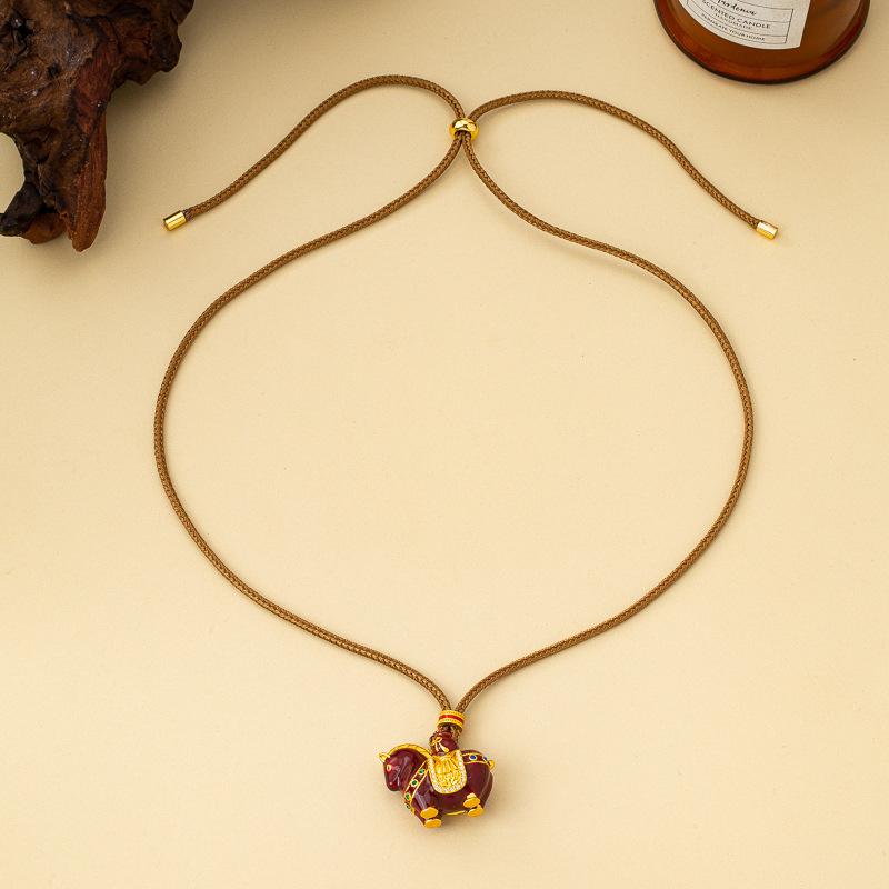 S911 enamel macaron DIY gold-plated rocking joy Trojan horse pendant necklace collarbone sweater necklace