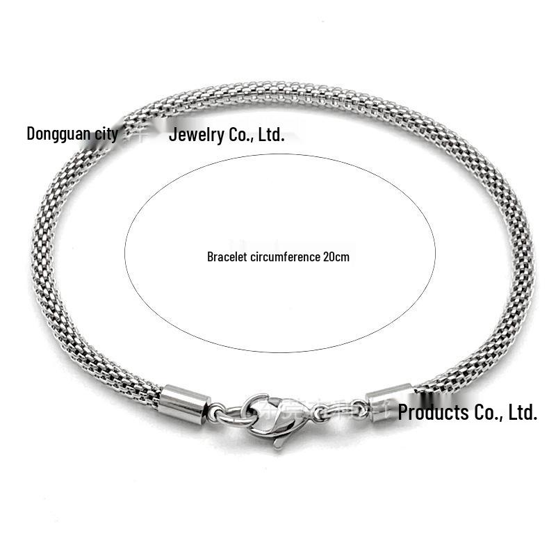 Trendy Unisex Round Mesh Necklace - Stainless & Titanium Steel Bracelet 19cm
