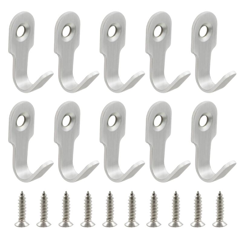 Space Saving Stainless Steel Hook 10 Pack Rusts Resistant Hook Ideal For Mounting On Walls Door And Cabinets