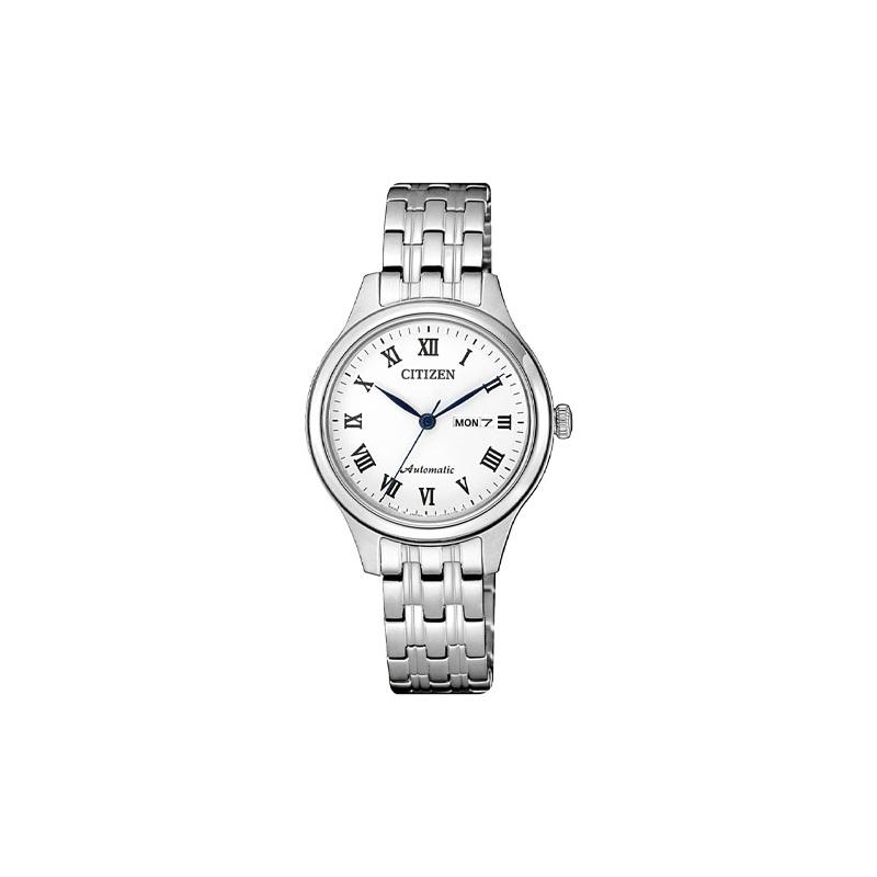 

CITIZEN Classic Mechanical Date Week (Chinese and English) Display Automatic Steel Strap Women s Watch White PD7131-83A синій