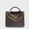 Höst/Vinter 2024 Damväska i Platt Läder för Axel med Metallknutspänne - Crossbody-handväska med Stor Kapacitet