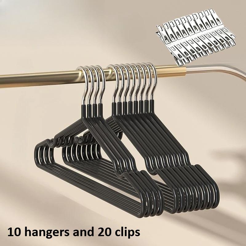 Upgrade Your Closet:10 Hangers and 20 Clips,Heavy Duty,Space Savers for A Tidy Home & Boutique Organization Bedroom Closets