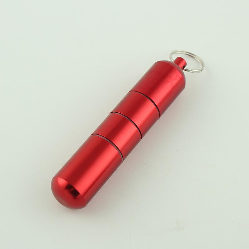 Capsule Shape Silver Aluminum Alloy Cigarette Box Waterproof Cigarette Case Pill Toothpick Capsule Holder with Keychain Mens Gif