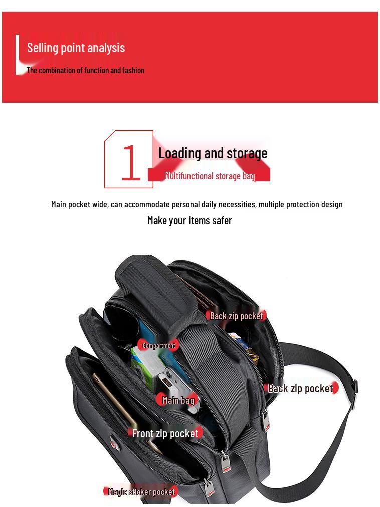 Swiss Army Knife Men's Oxford Shoulder Bag: Vertical Crossbody & Handbag for Business Commute