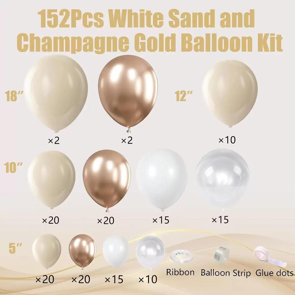 Champagne Gold Wedding Balloon Garland Arch Set: Pearlescent Theme Party Decoration