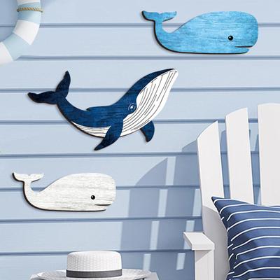 3 Pezzi Balena in Legno Arte da Parete Tema Nautico Costiero Balena Blu e Bianca Decorazione da Parete Ornamento Rustico Pesce Marino da Appendere per Soggiorno Camera da Letto