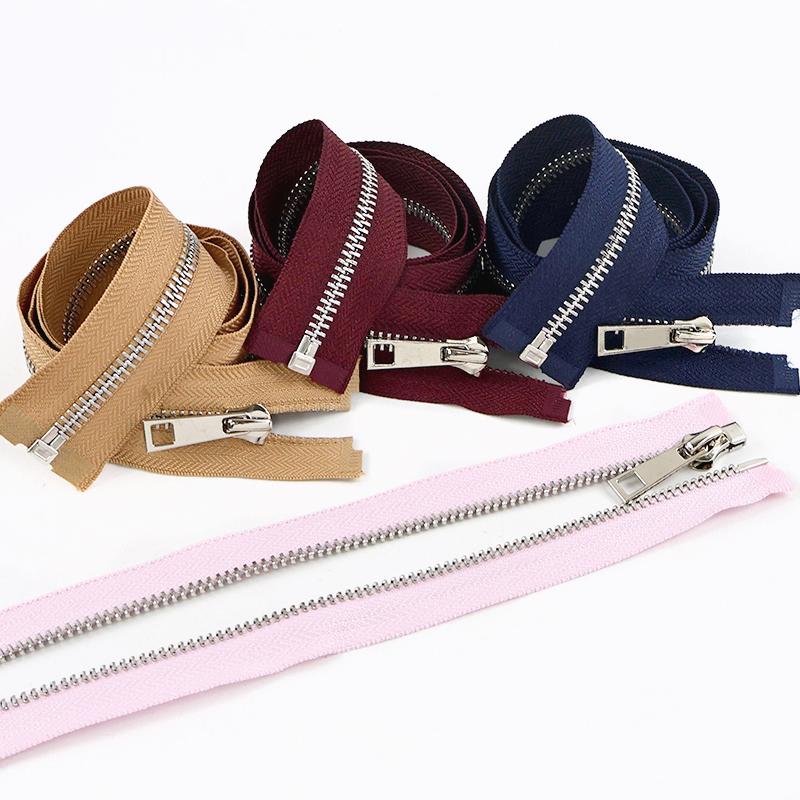 Meetee 5# Metal Zipper 40/50/60/70/80cm Single Slider Open-end Zippers Clothes Closures Zips Repair Kit DIY Sewing Accessories