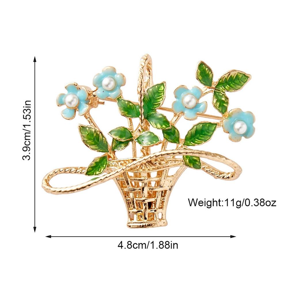 1Pc Retro Creative Flower Basket Brooch Art Fresh Pin Personalized Art Jewelry Accessories Clothing Bag Decoration Gift Trend