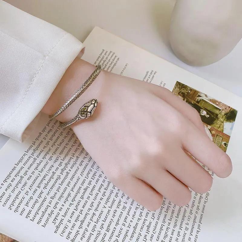 Retro Old Red Chain Flat-headed Snake  Thai Trendy Snake-shaped Bracelet