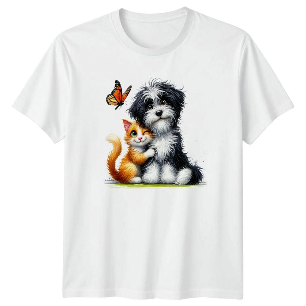 Animals Pets Dog Cat Friendship Graphic Tee Unisexs Unisexs TShirt S