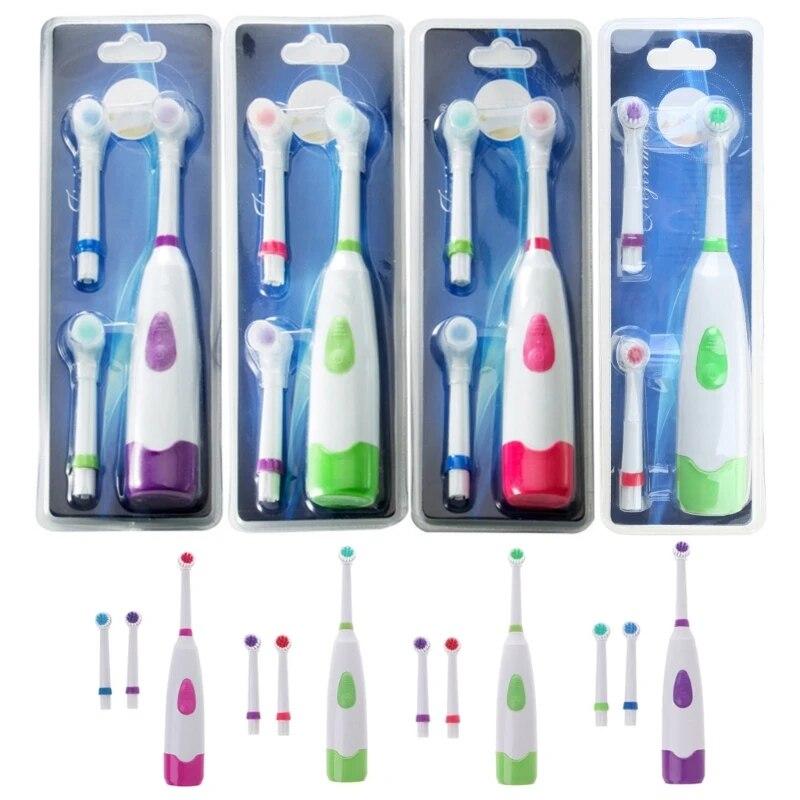 Waterproof Rotating Electric Toothbrush With 3 Brush For Head