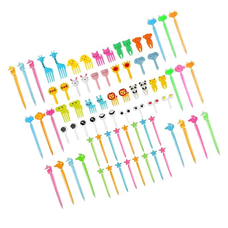 68/76/40Pcs Kids Fruit Forks Picks Kid Bento Accessories Mini Cute Children Snack Cake Dessert Food Pick Toothpick Decor