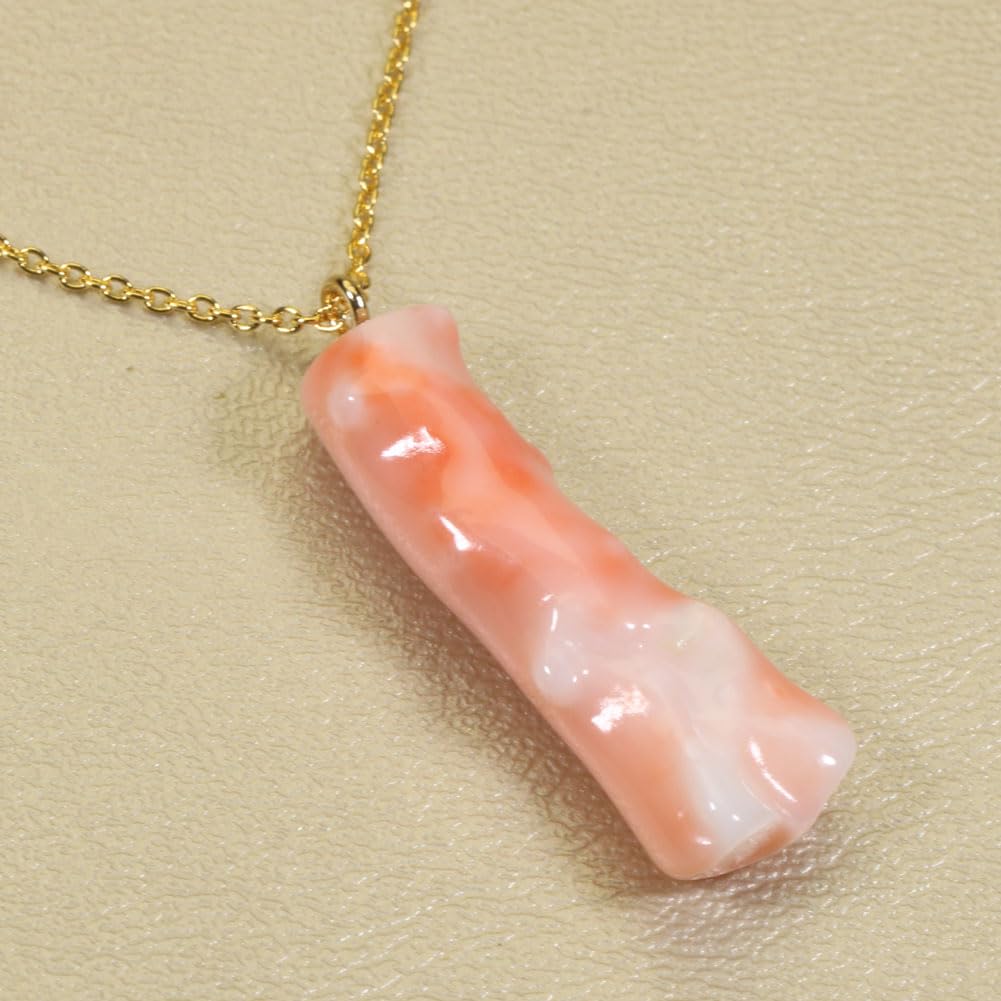 [Sansui] Garnet Coral Pink Branch Pendant Necklace (Undyed)