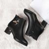 Autumn Winter Black Booties Elegant With Medium Heels Women'S Ankle Boots Leather Warm Female Short Shoes Comfortable Boot Sale